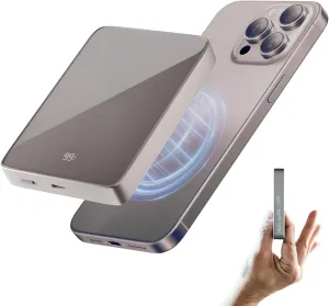 SU Lite Magnetic Power Bank 10000mAh, 20W Fast Charge USB-C, Wireless Charger, MagSafe Compatible, Support iPhone, Samsung, Google Pixel, AirPod, Slim 0.60" Lightweight Portable Charger with Carrybag