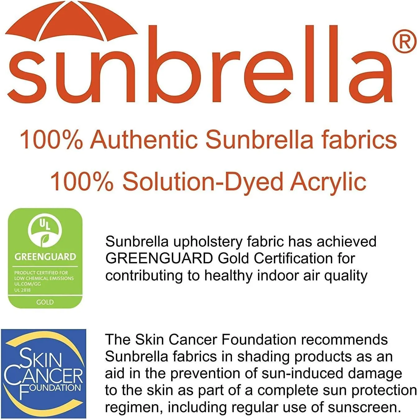 Sunbrella Fabric Umbrella Replacement Canopy Only for 9 feet 8 Ribs Outdoor Patio Umbrella UPF 50 