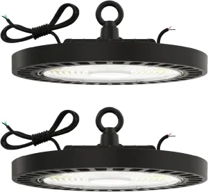 Sunco 2 Pack UFO LED High Bay Light, Lighting for Warehouse, 4000K Cool White, 150W, 21000 LM, 100-277V, Dimmable 0-10V, IP65 Waterproof, Super Bright, UL