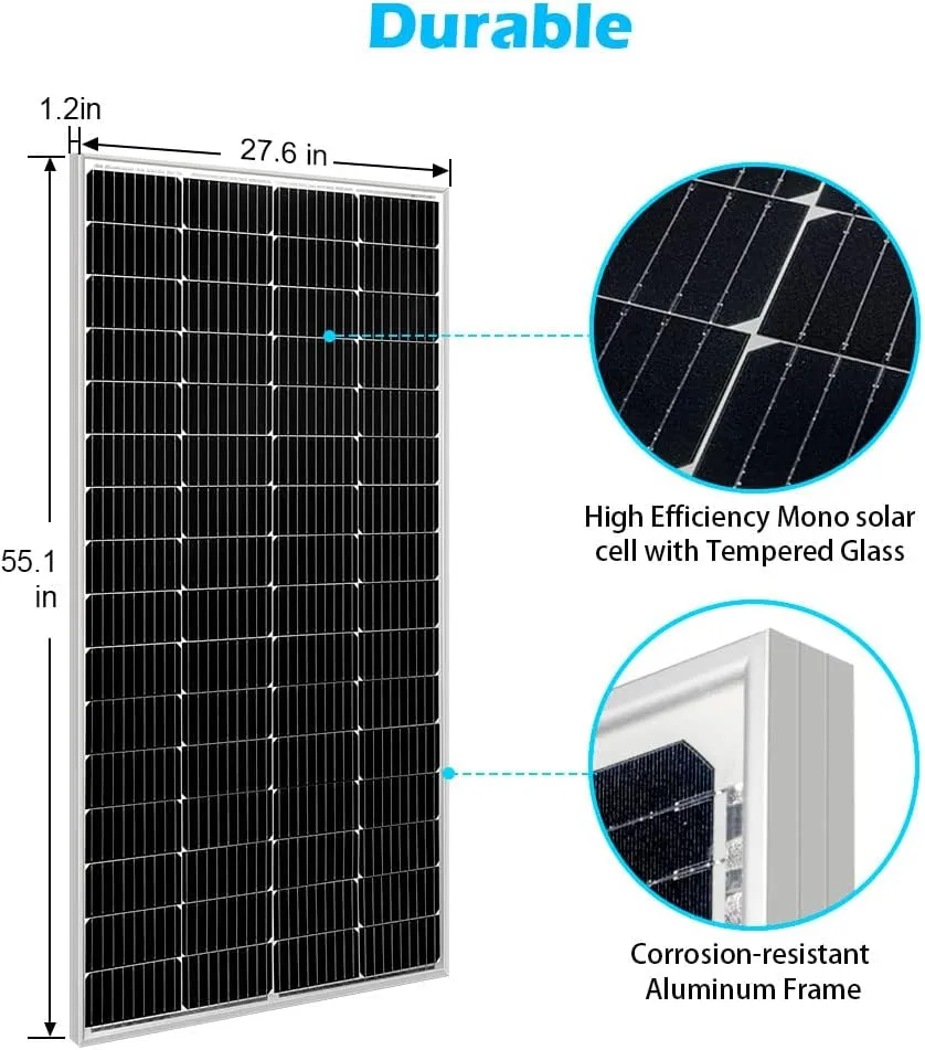 SUNGOLDPOWER Solar Panel 200W 24V Monocrystalline Solar Panel 200 Watt Solar Module Grade A Solar Cell, Black, SG200WM24