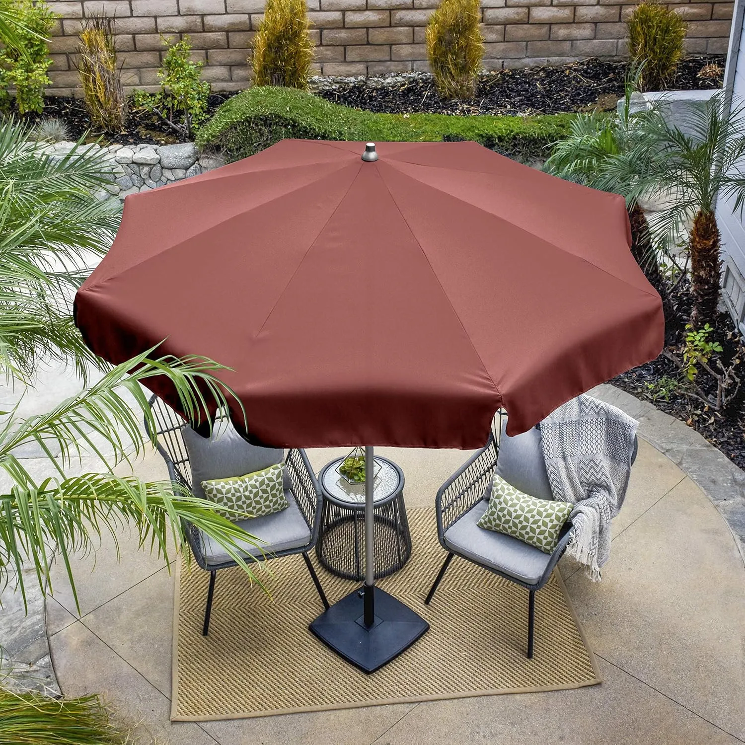 Sunline 7.5 ft x 8 Fiberglass Ribs Aluminum Pole Push Open Push Tilt Market Patio Umbrella