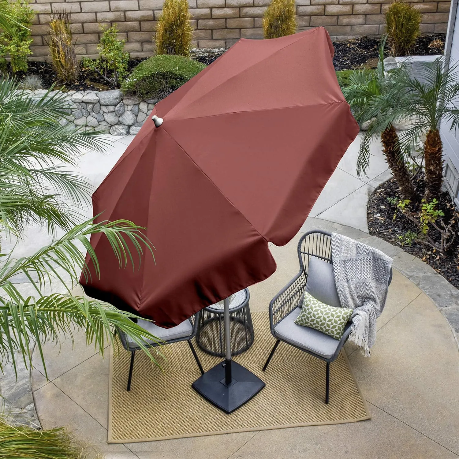 Sunline 7.5 ft x 8 Fiberglass Ribs Aluminum Pole Push Open Push Tilt Market Patio Umbrella