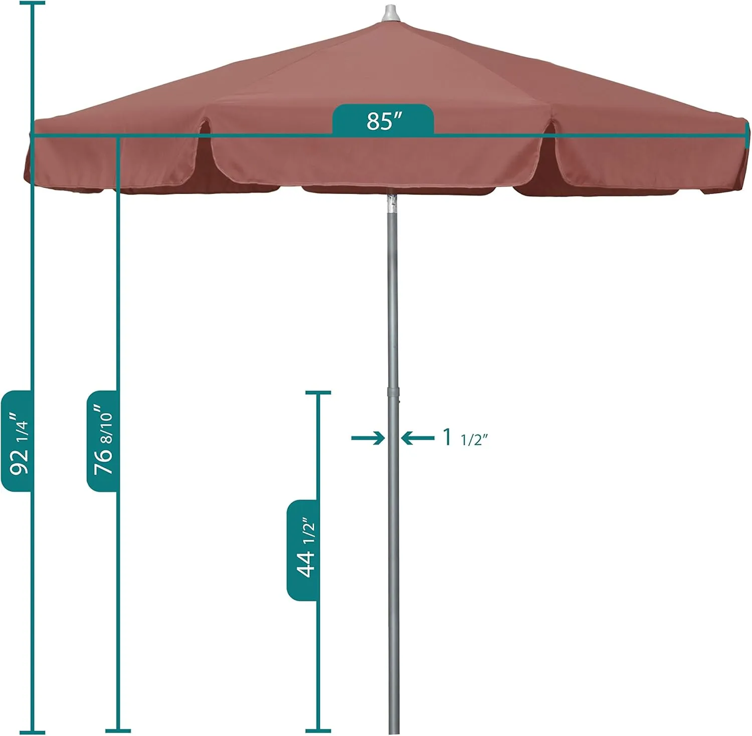 Sunline 7.5 ft x 8 Fiberglass Ribs Aluminum Pole Push Open Push Tilt Market Patio Umbrella