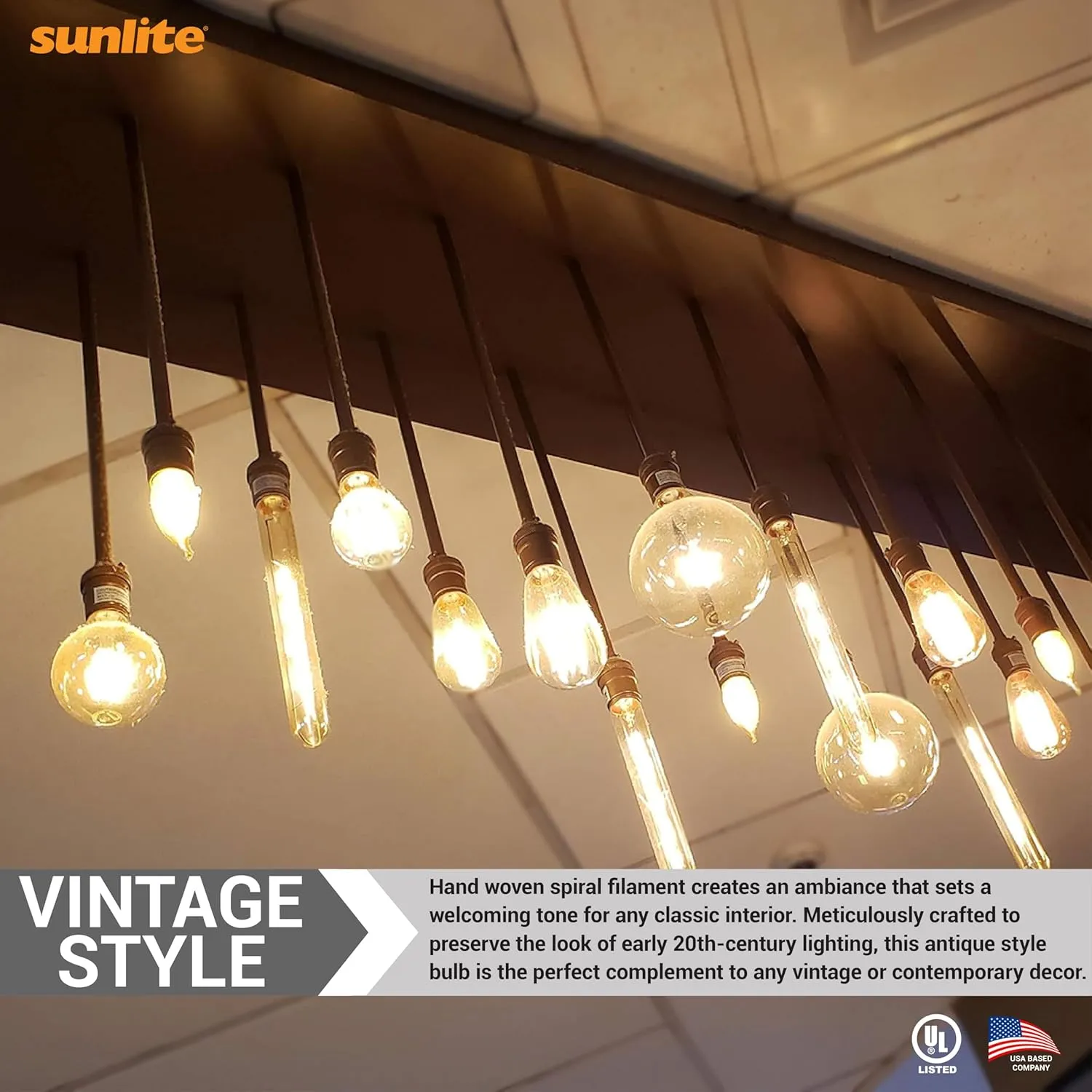 Sunlite LED Filament T10 Tubular Light Bulb, 6 Watts (60W Equivalent), 600 Lumens, Medium E26 Base, Dimmable, 128 mm, UL Listed, 2700K Soft White, 6 Pack