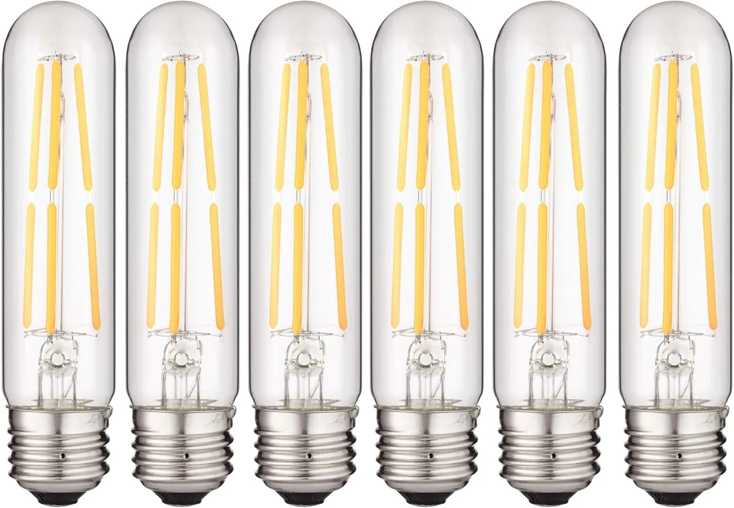 Sunlite LED Filament T10 Tubular Light Bulb, 6 Watts (60W Equivalent), 600 Lumens, Medium E26 Base, Dimmable, 128 mm, UL Listed, 2700K Soft White, 6 Pack