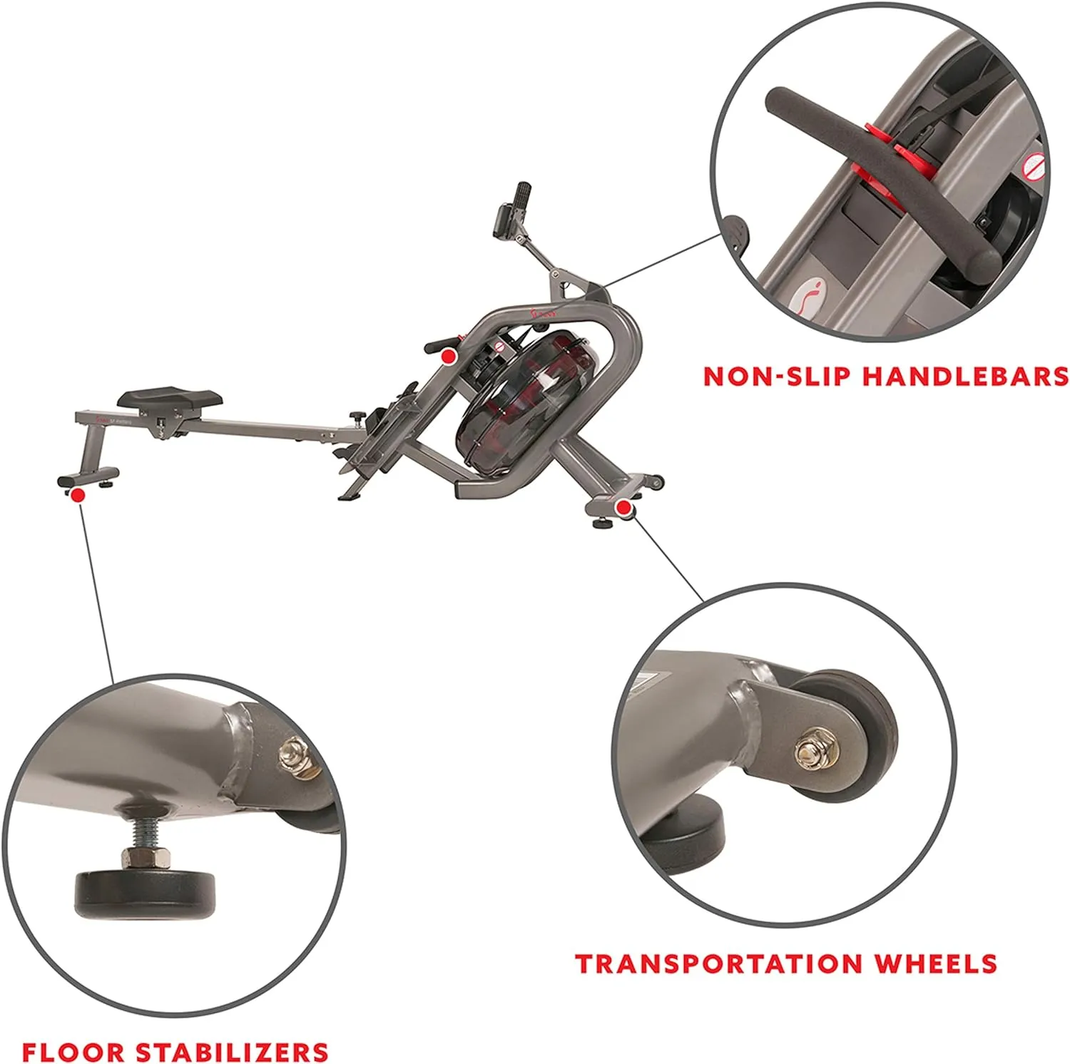 Sunny Health & Fitness Elite Water Rowing Machine with High Dynamic Resistance Vertical Tank, Low-Impact Full-Body Workout and Optional Free SunnyFit App Connectivity