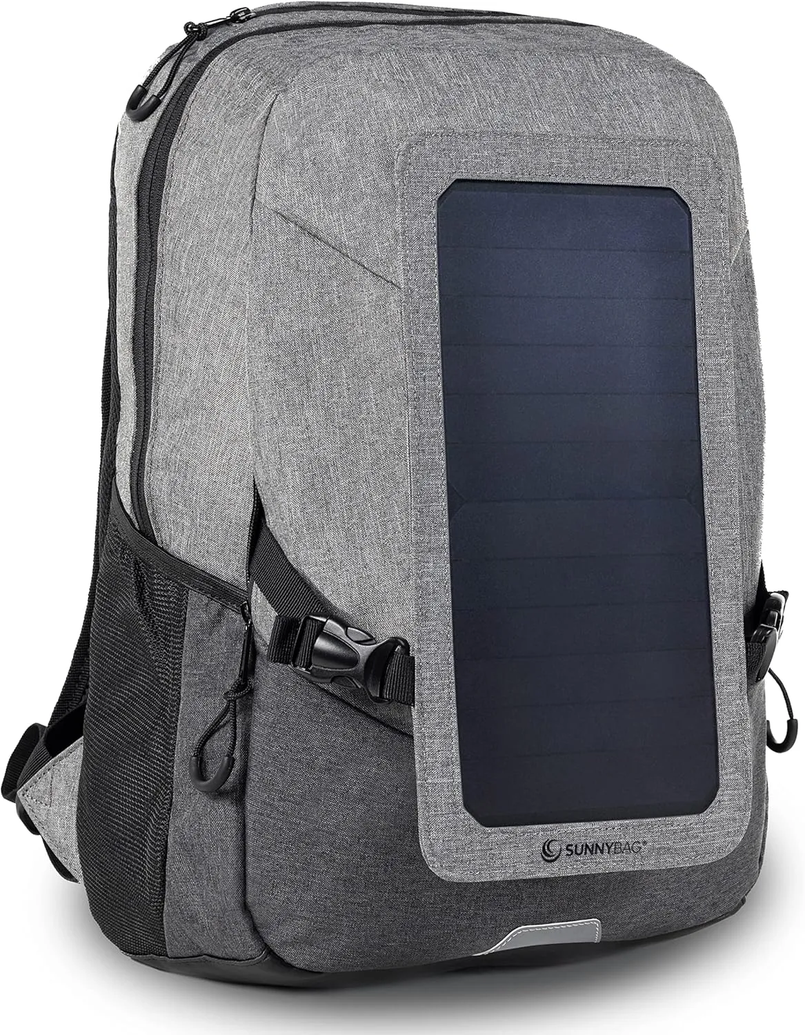 Sunnybag Explorer  6W Solar Backpack with Removable Panel, USB Port for Device Charging, 15.6 inch Laptop Compartment, 15 L Water-Resistant Gray-Black Daypack for Hiking, Camping, Travel, Commuting