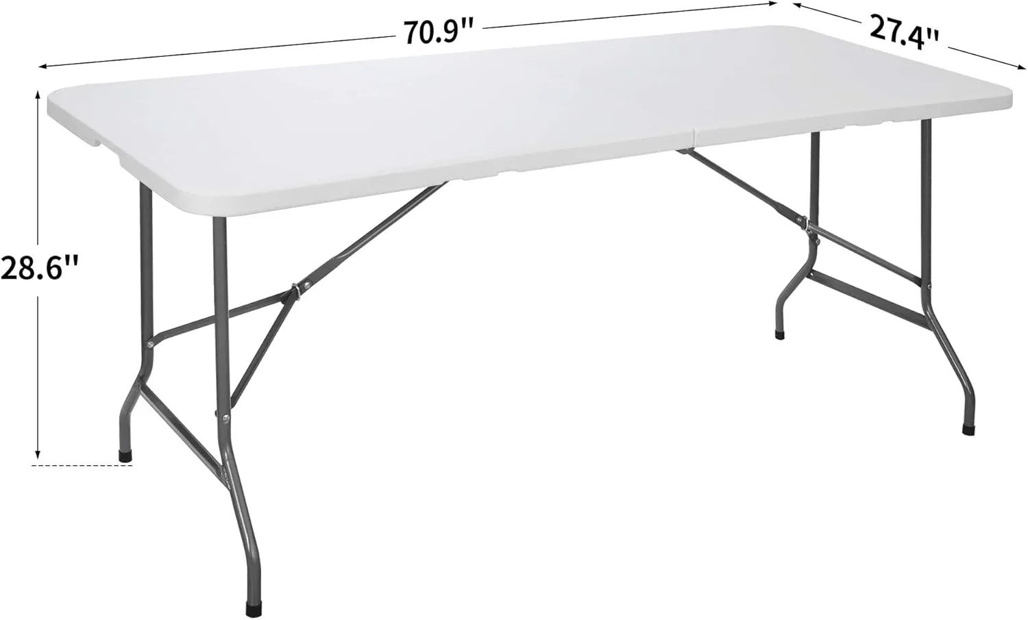 SUPER DEAL 6FT Folding Table for Indoor Outdoor, Portable Heavy Duty Fold-in-Half Plastic Dining Picnic Party Camping Table with Carrying Handle
