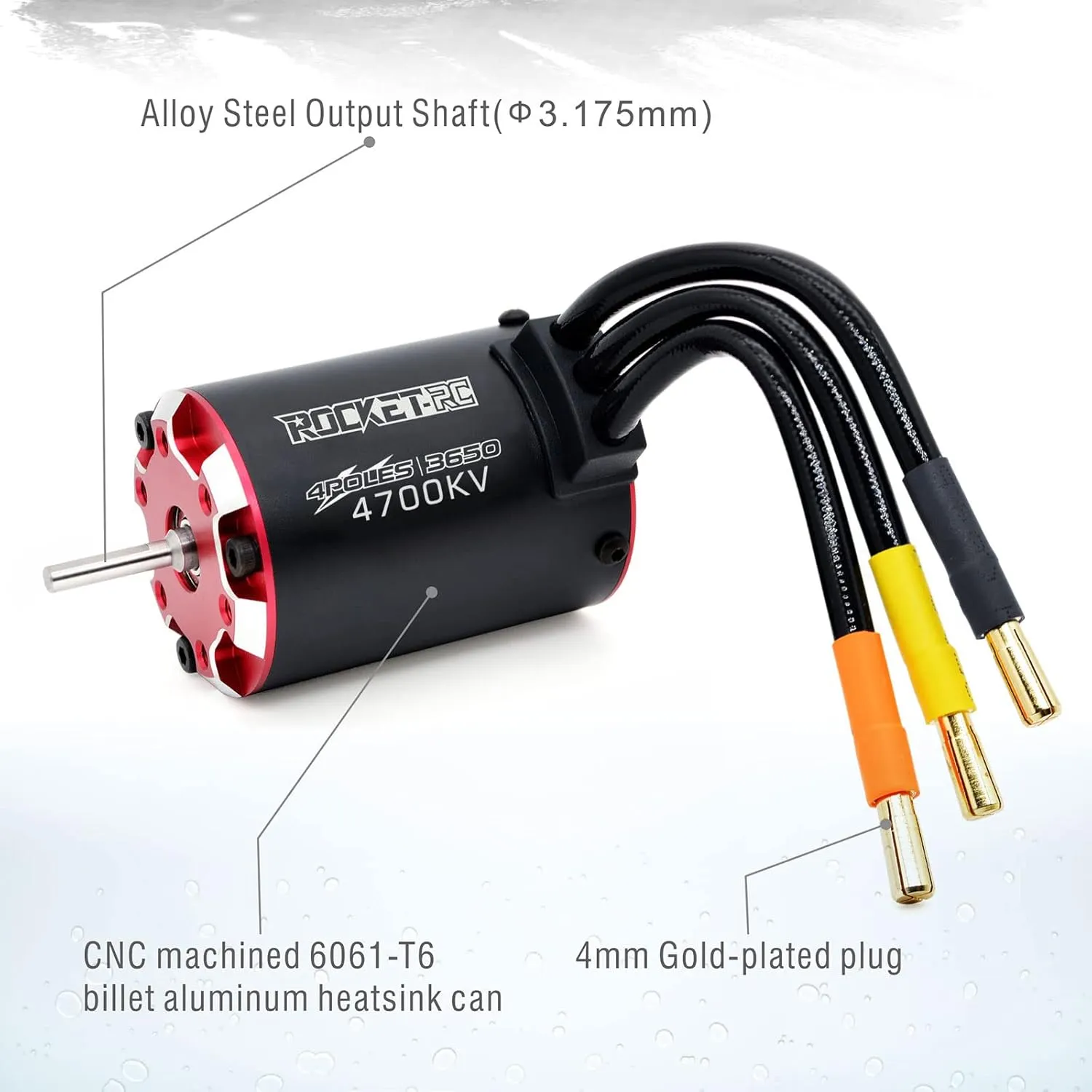 Surpass Hobby Supersonic 3650 4700kv, 4 Pole Brushless Sensor Motor, 3.175mm Bullet Black for 1/10 RC Car Vehicle