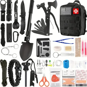 Survival, 142pcs Professional Survival Gear And Equipment With Molle Pouch.Outdoor Multifunctional Tool.for Men Dad Husband Who Likes Camping Outdoor Adventure