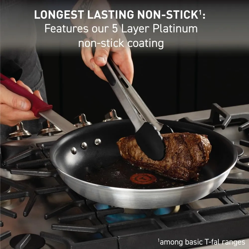 T-fal Professional VX3 Brushed Nonstick Fry Pan with Stainless Steel Handle 8.5Inch, Oven Broiler Safe 400F, Cookware, Pots and Pans, Skillet, Restaurant & Business Grade, Certified NSF and CBA, Black