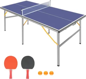Table Tennis Foldable Ping Pong Set with 2 Paddles3 Balls 72" l X 36" w 30" h Blue