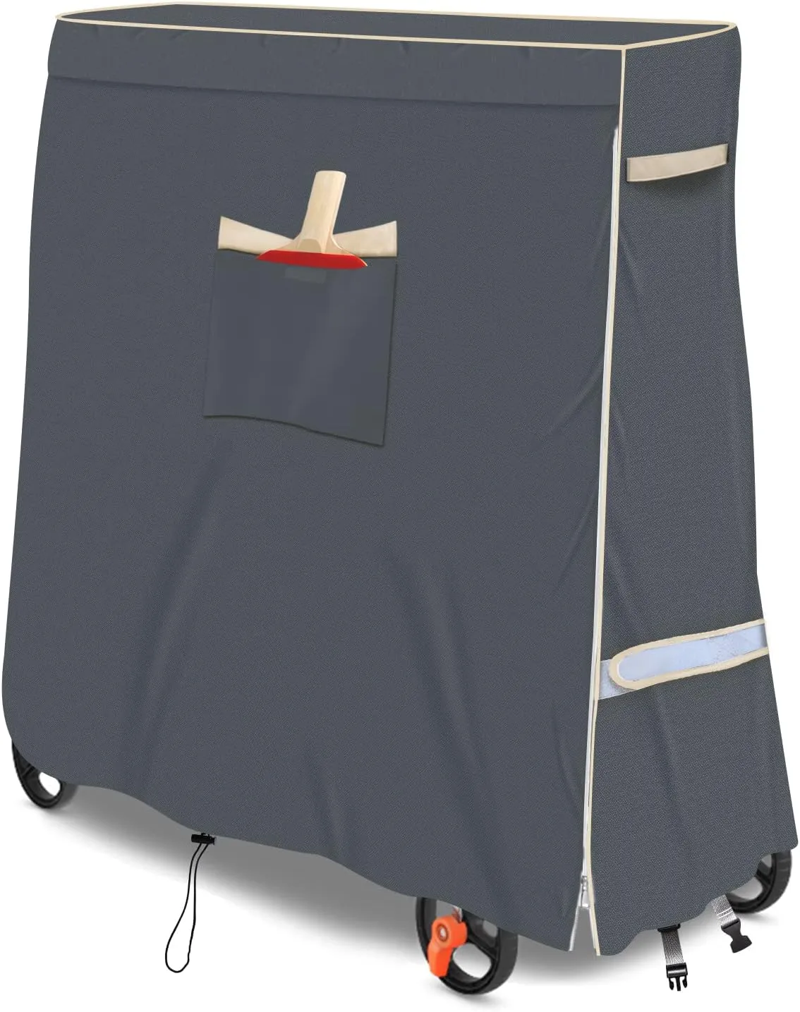 Table Tennis Table Cover, 600d Waterproof Oxford Cloth General Edition 65x 28x 73 Inches, With Pocket And Zipper, grey