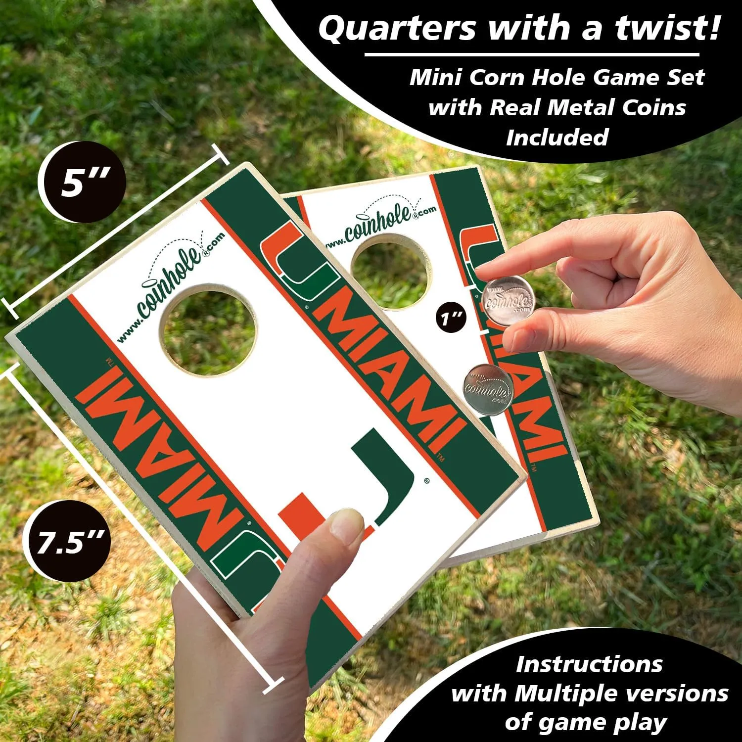 Tabletop Cornhole Game Set | Officially Licensed College Mini Football Cornhole Board Game | Includes Coins