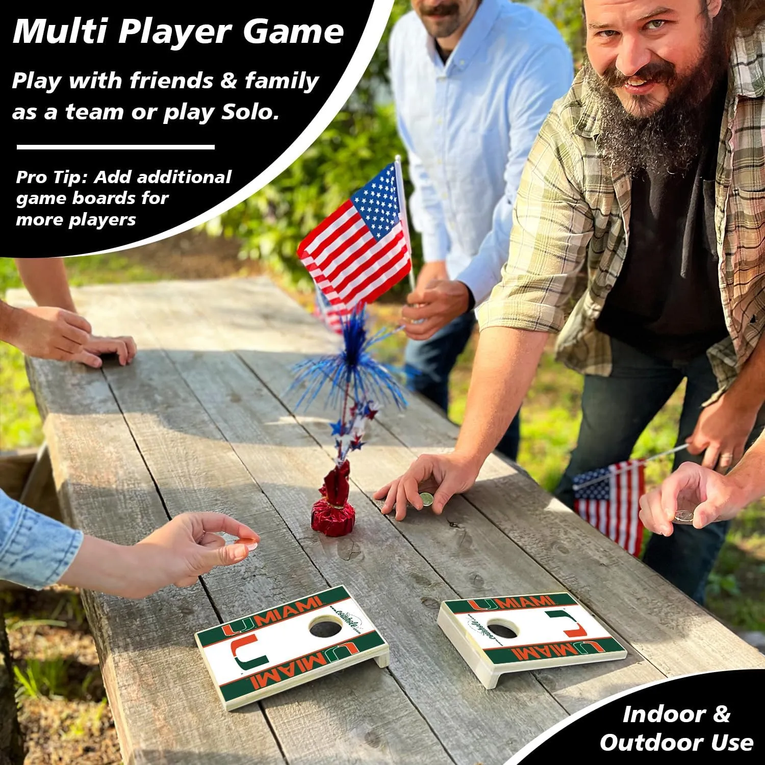 Tabletop Cornhole Game Set | Officially Licensed College Mini Football Cornhole Board Game | Includes Coins