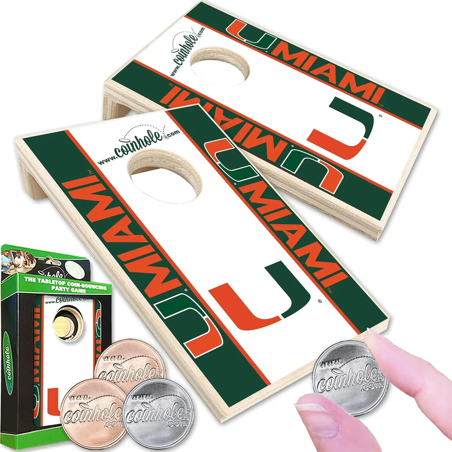 Tabletop Cornhole Game Set | Officially Licensed College Mini Football Cornhole Board Game | Includes Coins