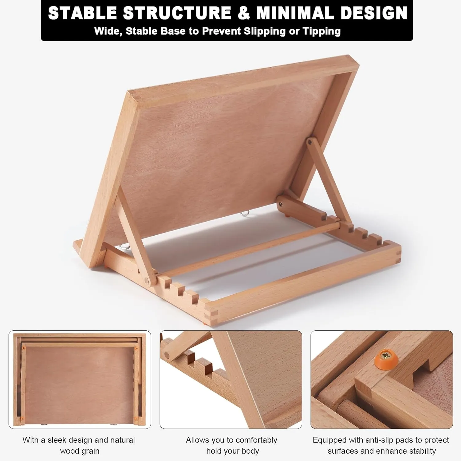 Tabletop Easel for Painting, 16.5"x12" Adjustable Portable Beechwood Drawing Board with Detachable Strap, Drawing Art Easel for Sketching and Diamond Art