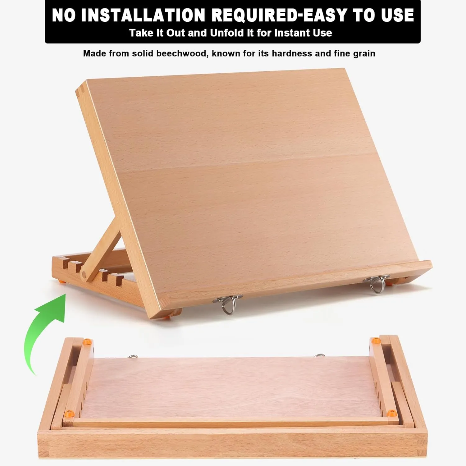 Tabletop Easel for Painting, 16.5"x12" Adjustable Portable Beechwood Drawing Board with Detachable Strap, Drawing Art Easel for Sketching and Diamond Art