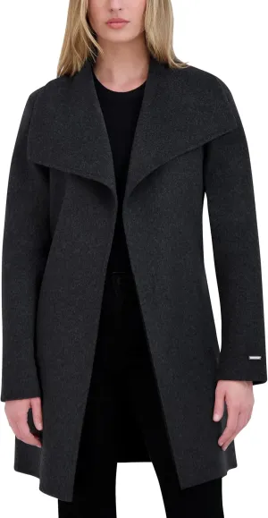 Tahari Women's Lightweight Wool Wrap Coat with Tie Belt