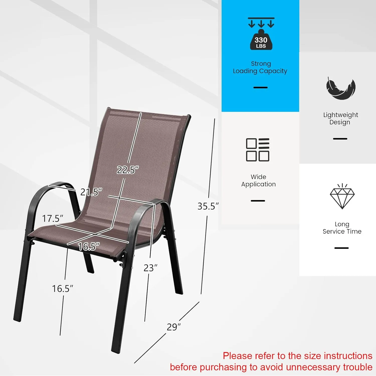 Tangkula 4 Pieces Patio Dining Chairs, Outdoor Stackable All Weather Heavy Duty Dining Chairs Set with Armrests, Support 330 LBS, for Poolside, Backyard, Garden, Deck, Front Porch (Brown)