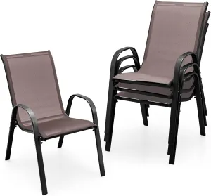Tangkula 4 Pieces Patio Dining Chairs, Outdoor Stackable All Weather Heavy Duty Dining Chairs Set with Armrests, Support 330 LBS, for Poolside, Backyard, Garden, Deck, Front Porch (Brown)
