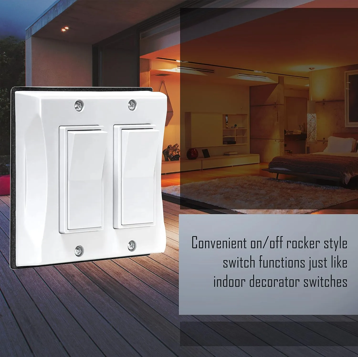 TayMac 5127-1 2-Gang Weatherproof Decorator Switch Cover, Vertical, White