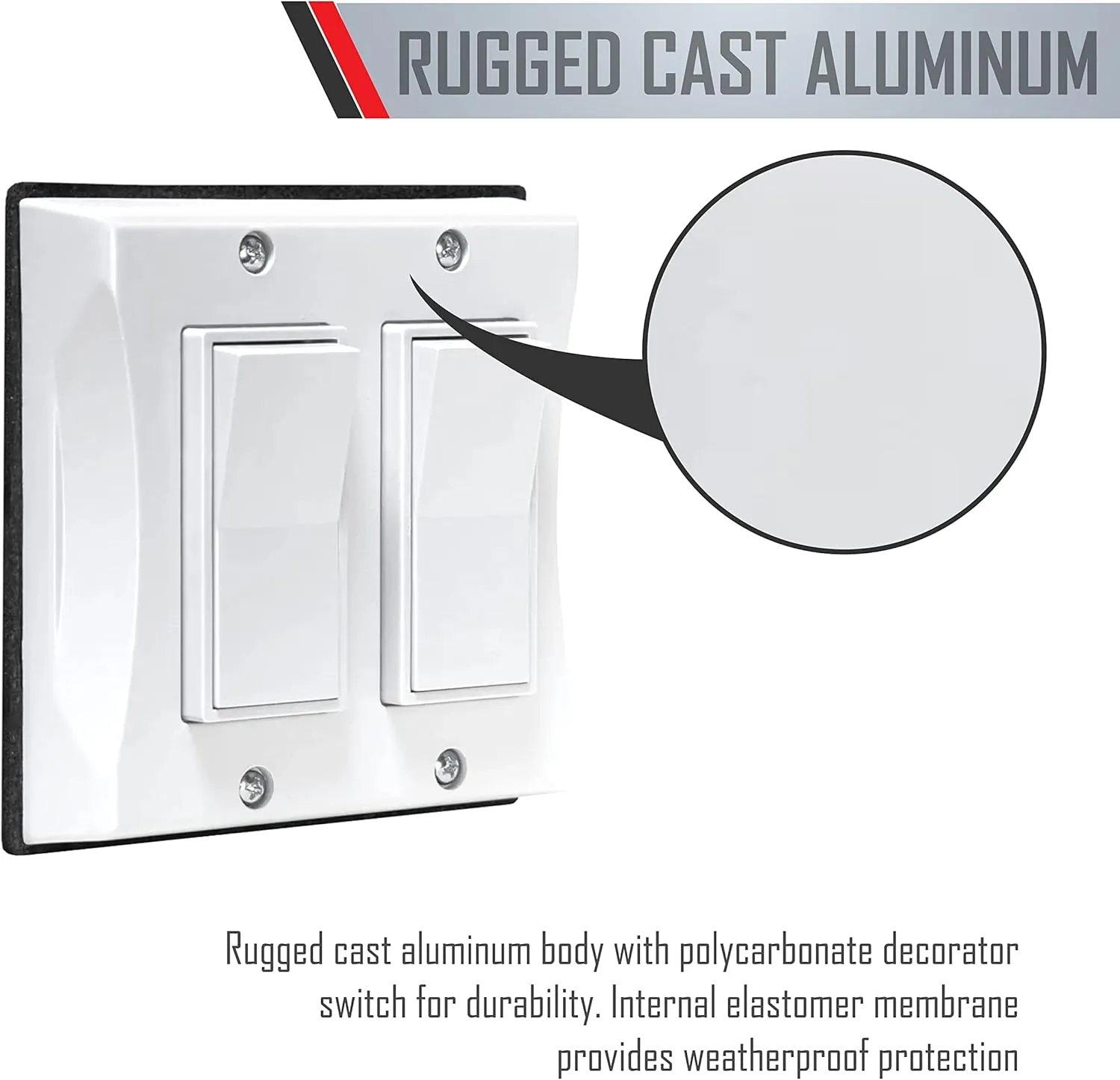 TayMac 5127-1 2-Gang Weatherproof Decorator Switch Cover, Vertical, White