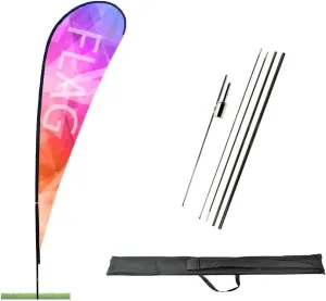 Teardrop Flag Set Windless Feather Flag Pole Kit Swooper Flag Pole Kit for Business Advertisement Including 4 Flagpoles and Ground Spike with Canvas Bag (L/11FT-Canvas bag)