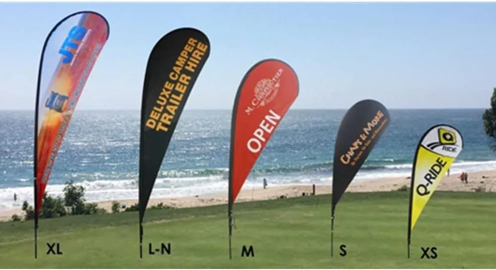 Teardrop Flag Set Windless Feather Flag Pole Kit Swooper Flag Pole Kit for Business Advertisement Including 4 Flagpoles and Ground Spike with Canvas Bag (L/11FT-Canvas bag)