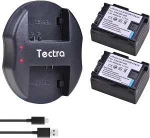Tectra 2-Pack BP-808 Battery and Charger Kit for Canon BP-807, BP-808, BP-809 and Canon FS10, FS11, FS20, FS21, FS22, FS31, FS40, FS200, FS300, FS400, HF G10, HF G20, VIXIA HF M30, HF M31