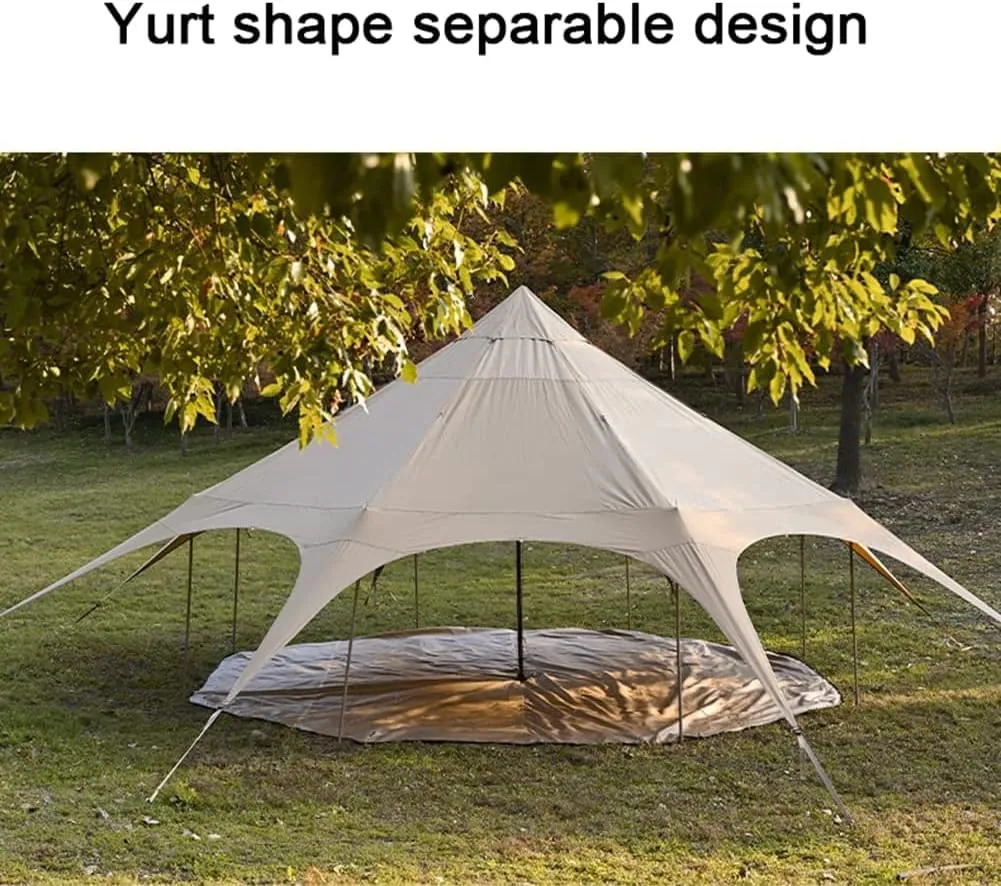 Teepee Cotton Tent Pyramid Yurt Tent Multi-PersoFamily Glamping Tent Double Layer Large Waterproof Tipi Tents for 8-10 Person Beautiful Scenery