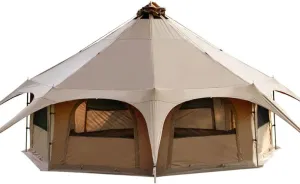 Teepee Cotton Tent Pyramid Yurt Tent Multi-PersoFamily Glamping Tent Double Layer Large Waterproof Tipi Tents for 8-10 Person Beautiful Scenery