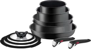Tefal L76491 Ingenio Ultimate 10-Piece Cookware Set | Stackable | Non-Stick Coating | Suitable for Induction Cookers | Thermal Signal Temperature Indicator | Black