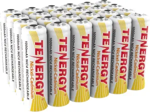 Tenergy AA Rechargeable NiCD Battery, 1.2V 1000mAh High Capacity AA Batteries for Solar Lights, Garden Lights, Yard Light 24 Pack