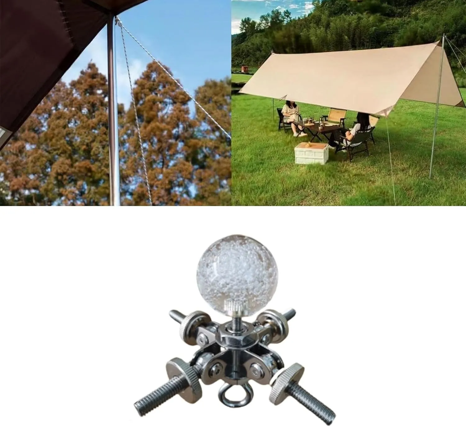 Tent Pole Connector Roof Center Bracket Steel 8mm Thread Tent Building Supplies Campfire Frame Pole Connector for Household