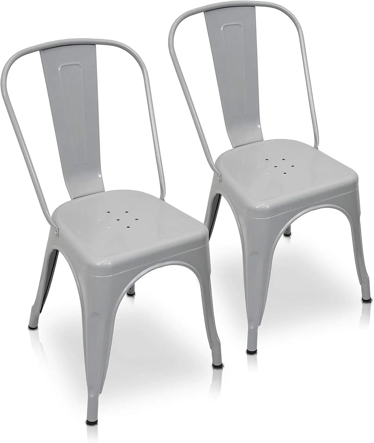 The Spanish Chair – Set of 2 Tolix Stools with Backrests. Industrial Grey 85x54x45,5