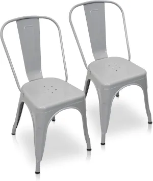 The Spanish Chair – Set of 2 Tolix Stools with Backrests. Industrial Grey 85x54x45,5