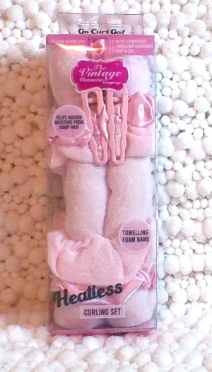 The Vintage Cosmetic Heatless Toweling Foam Band Curling Set, 6 Pieces, Pink