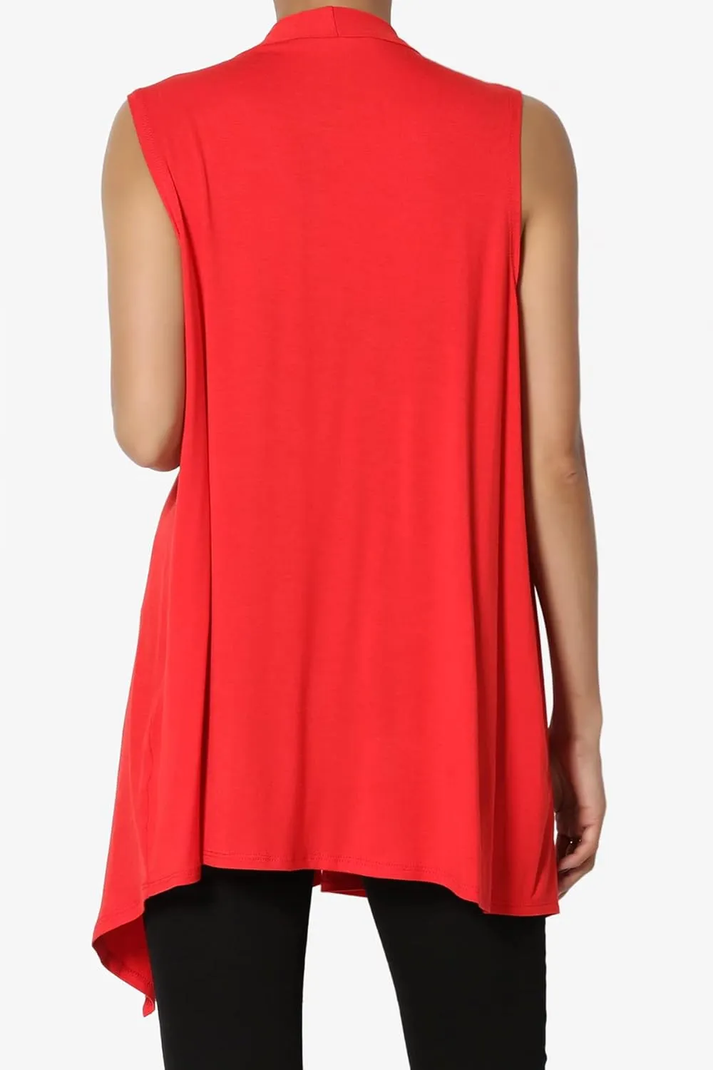 TheMogan Women's Long Vests Sleeveless Draped Lightweight Open Front Cardigan