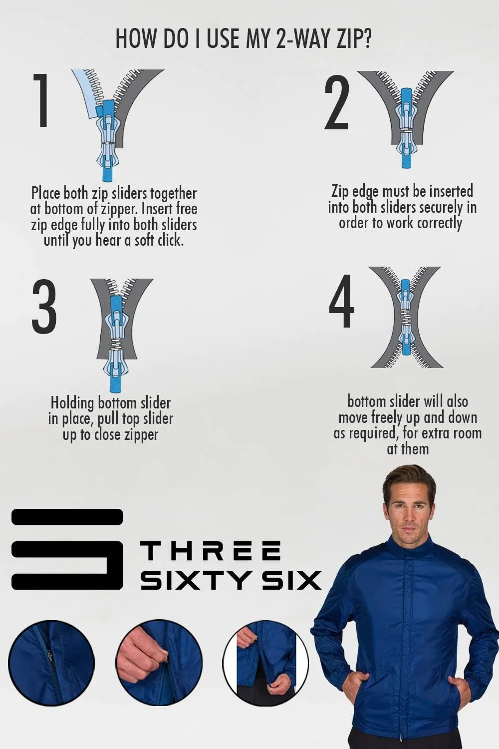 Three Sixty Six Full Zip Golf Jacket for Men - Lightweight Mens Rain Coat - Water Resistant Windbreaker