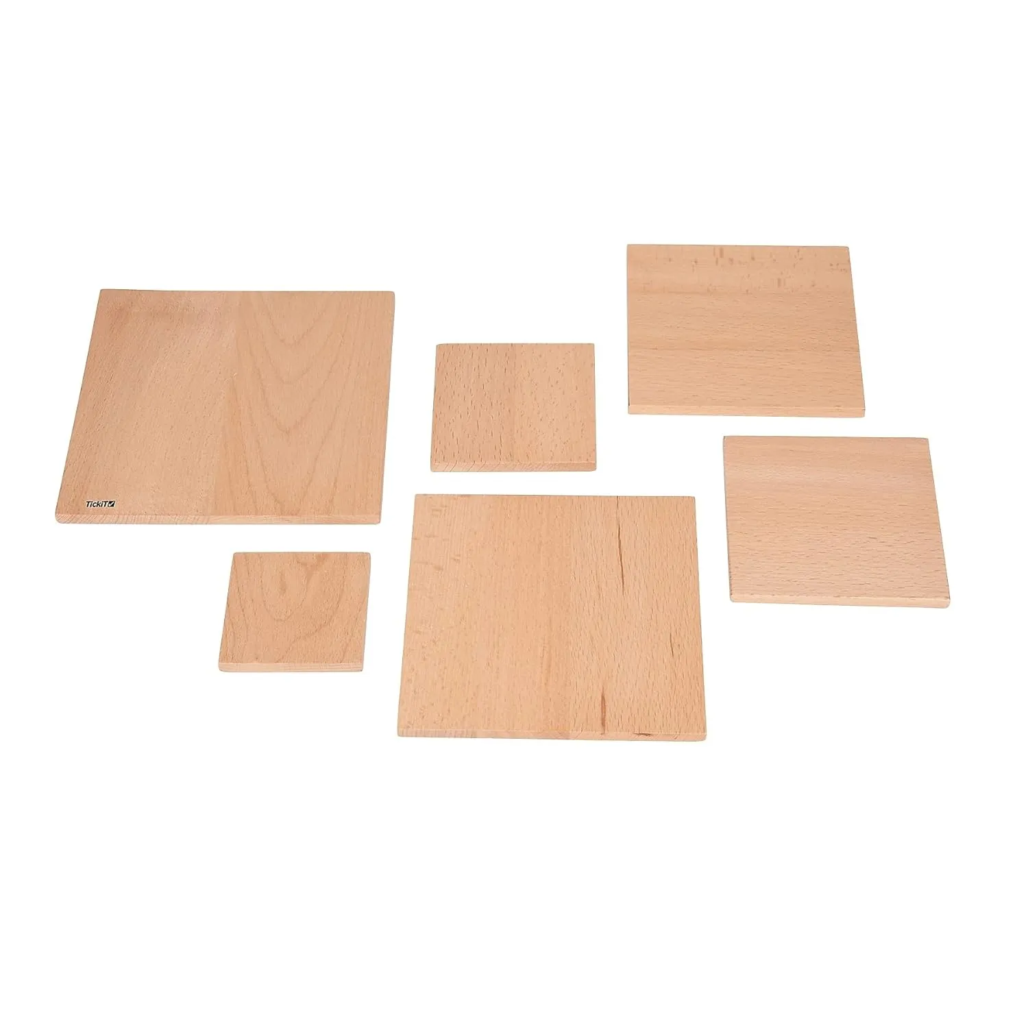 TickiT Natural Architect Panels - Squares - Set of 6 - Build and Stack - Open-ended Play for Kids - Wooden Toys for Toddlers and Preschoolers