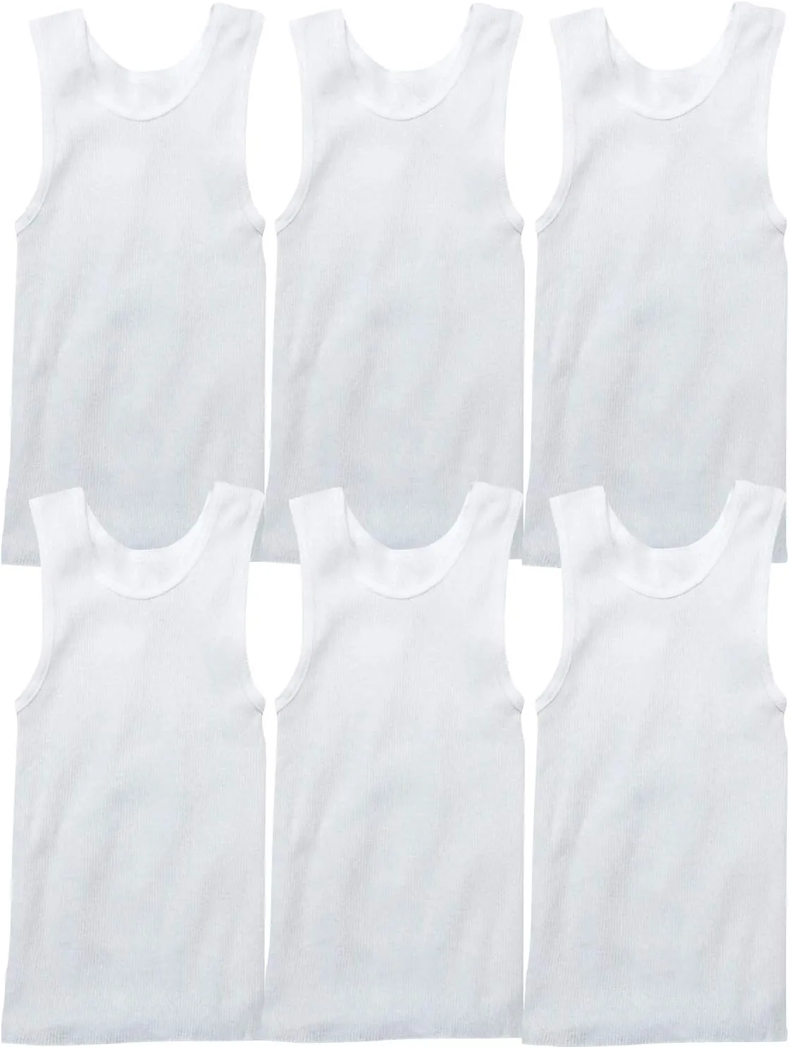 ToBeInStyle Men's Pack 100% Preshrunk Cotton Sleeveless Lightweight White Under Tanks