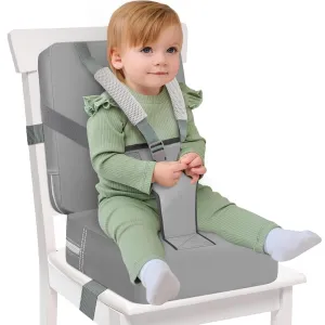 Toddler Booster Seat for Dining Table, Toddler Harness Booster Seat for Table, PU Easy Cleaning Kitchen Chair Booster Seats with Backrest Portable Travel Booster Seats Eating for Kids Child-Grey