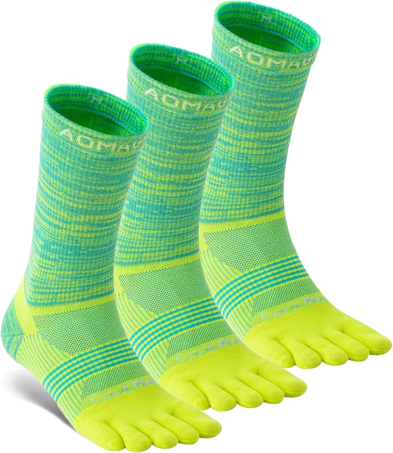 Toe Socks Men Women Athletic Running Coolmax Five Finger Crew Socks Comfortable Breathable Lightweight 3-Pairs