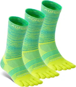 Toe Socks Men Women Athletic Running Coolmax Five Finger Crew Socks Comfortable Breathable Lightweight 3-Pairs