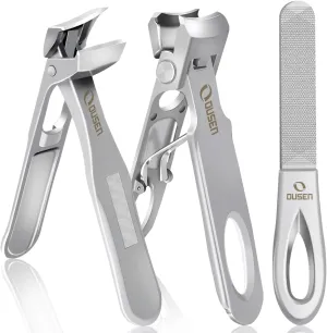 Toenail Clippers for Seniors Thick Nails, Angled Head Ingrown Toe Nail Clippers with Slanted Curved Blade, No Splash Nail Clippers for Men & Women Fingernail, Professional German Nail Cutter Wide Jaw