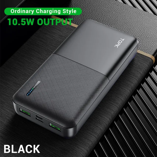 TOPK Power Bank 20000mAh Portable Charger USB Type C PD 3.0 Quick Charge 3.0 Fast Charging Powerbank External Battery for Xiaomi