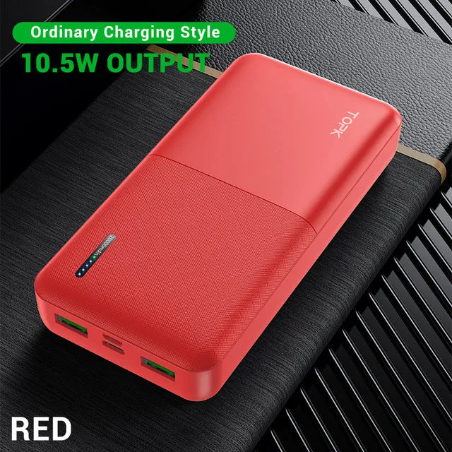 TOPK Power Bank 20000mAh Portable Charger USB Type C PD 3.0 Quick Charge 3.0 Fast Charging Powerbank External Battery for Xiaomi