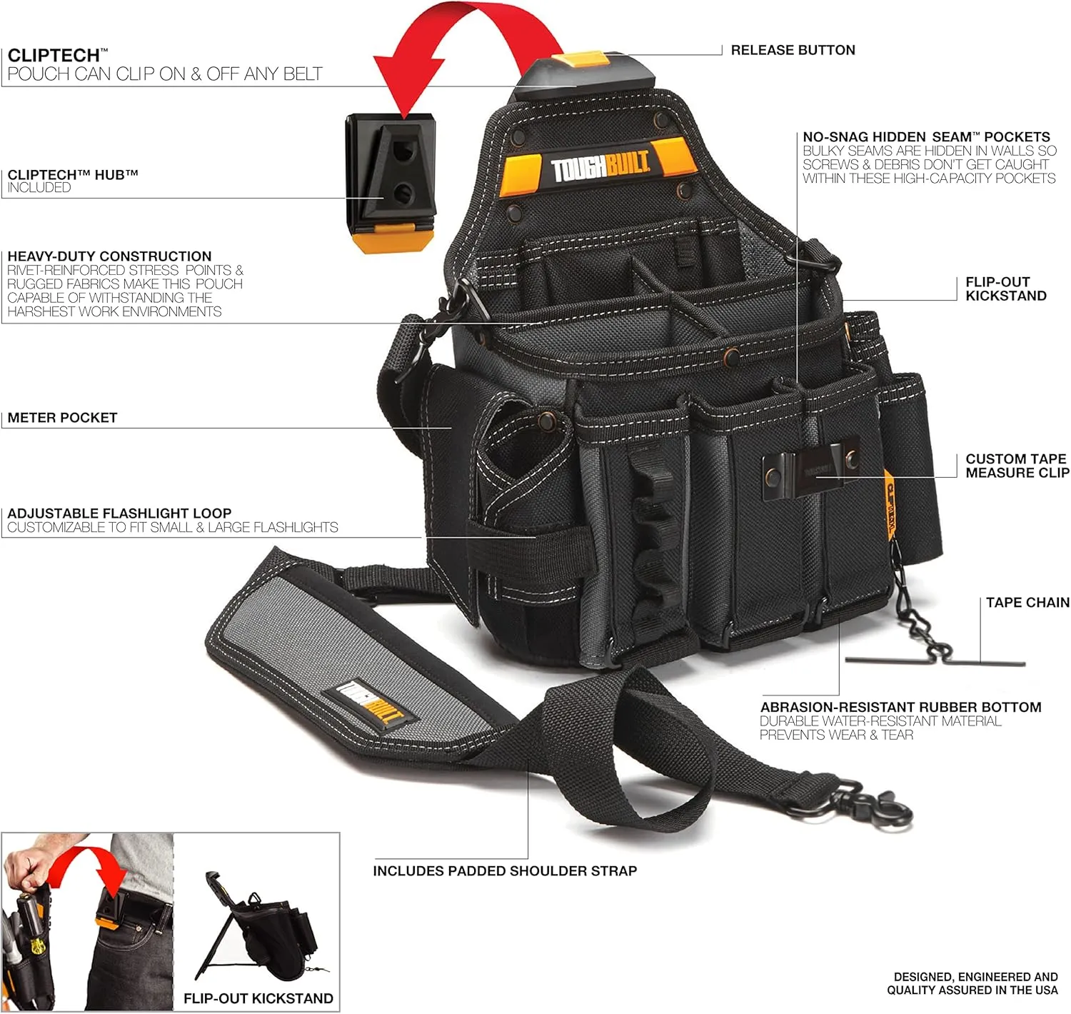 TOUGHBUILT TOU-CT-34 Small Electricians Pouch