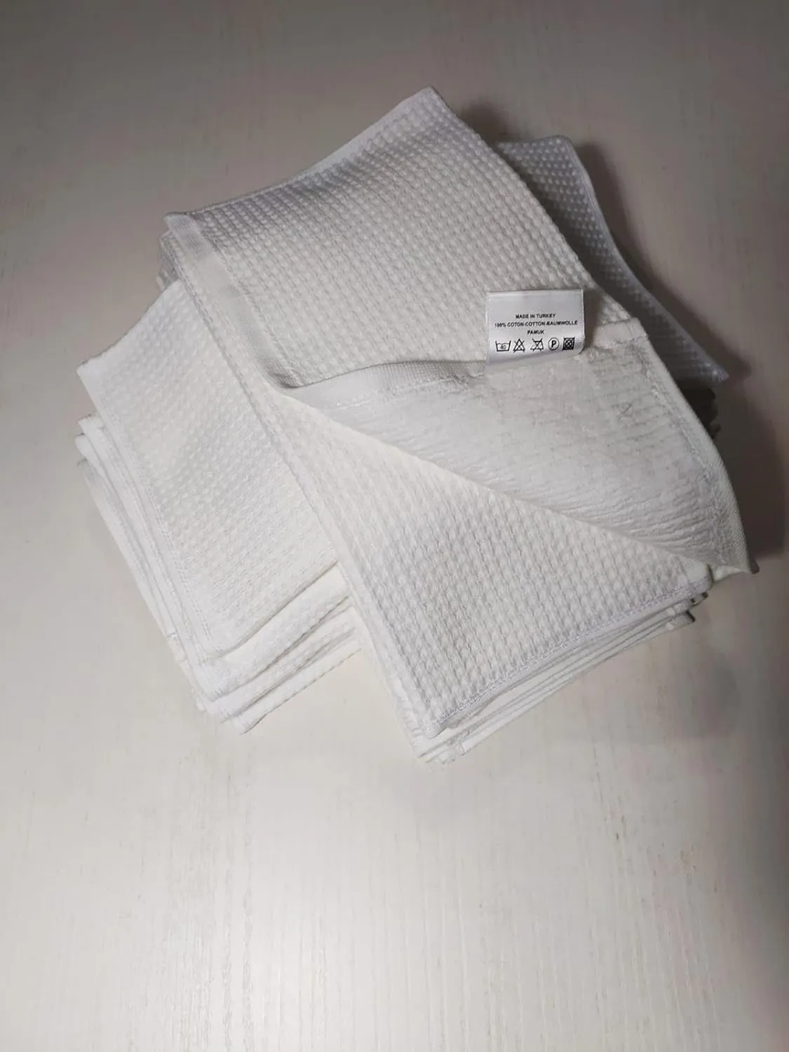 Towland Waffle Weave Fingertip Towel Sets, Size 11""x18"", 100% Natural Cotton, Quick Dry Soft Luxurious Highly Absorbent, Small Face Towel No Lint Fade Resistant (White, 2)